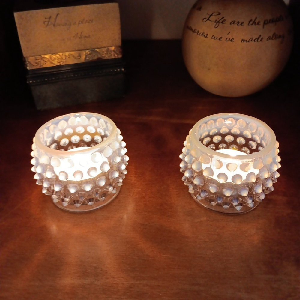 Fenton Candle Holders Pair Gorgeous Tealight Holders Very Good Condition - Picture 12 of 15